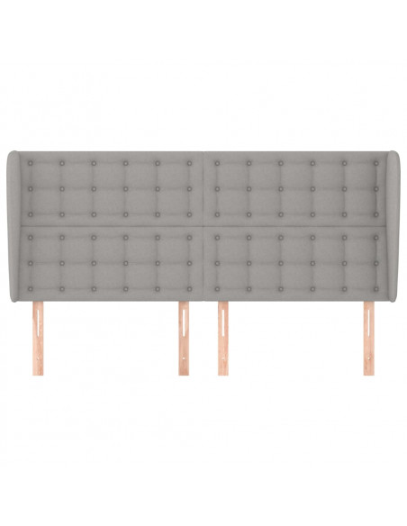 Testiera ad Orecchio Grigio Chiaro 183x23x118/128 cm in Tessuto