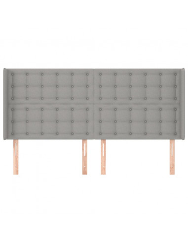 Testiera ad Orecchio Grigio Chiaro 183x16x118/128 cm in Tessuto