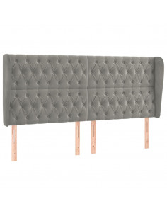 Testiera ad Orecchio Grigio Chiaro 203x23x118/128 cm in Velluto 2