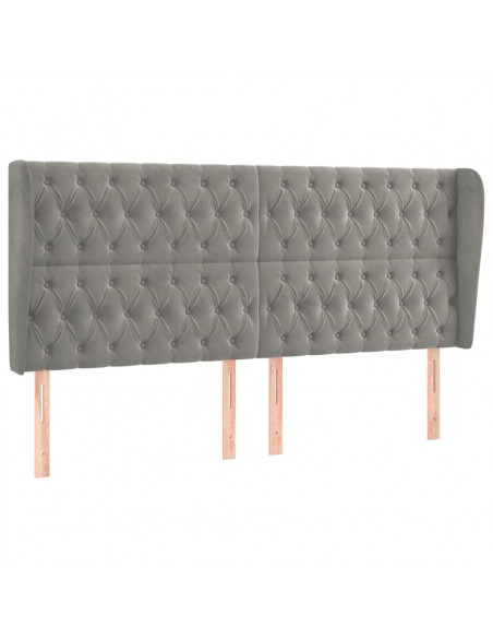 Testiera ad Orecchio Grigio Chiaro 203x23x118/128 cm in Velluto