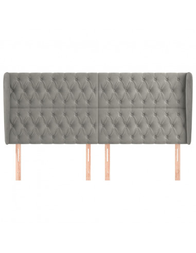 Testiera ad Orecchio Grigio Chiaro 203x23x118/128 cm in Velluto