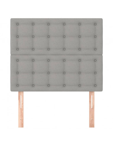 Testiera 2 pz Grigio Chiaro 90x5x78/88 cm in Tessuto