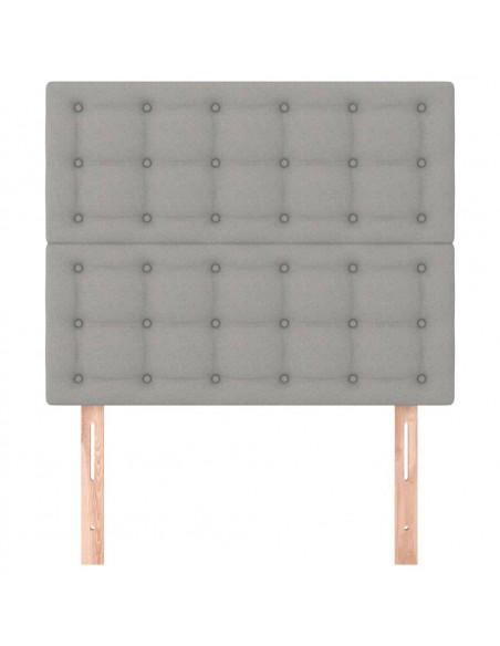 Testiera 2 pz Grigio Chiaro 90x5x78/88 cm in Tessuto