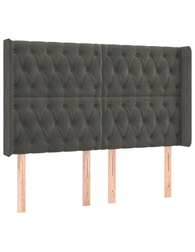 Testiera ad Orecchio GrigioScuro 163x16x118/128cm in Velluto