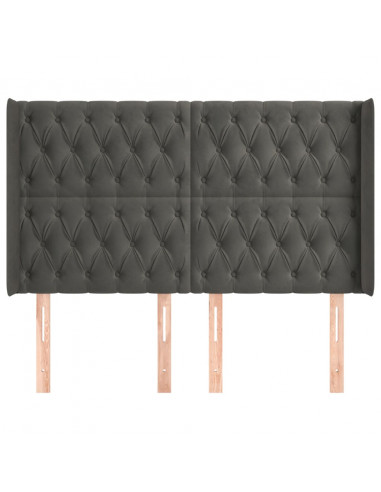 Testiera ad Orecchio GrigioScuro 163x16x118/128cm in Velluto