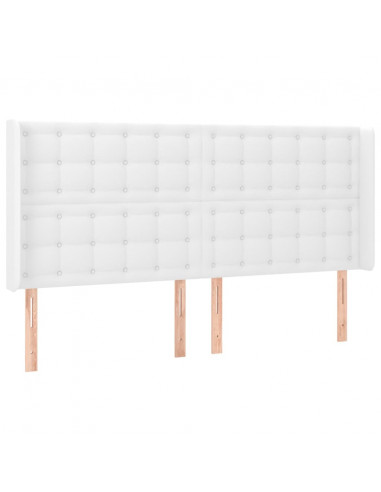 Testiera ad Orecchio Bianco 203x16x118/128 cm in Similpelle