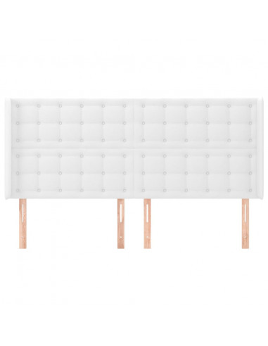 Testiera ad Orecchio Bianco 203x16x118/128 cm in Similpelle