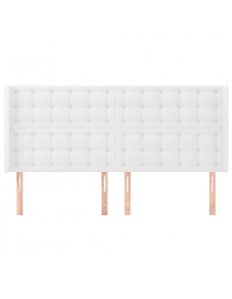 Testiera ad Orecchio Bianco 203x16x118/128 cm in Similpelle