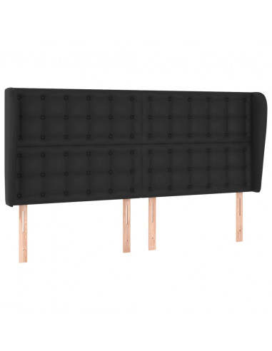 Testiera ad Orecchio Nera 183x23x118/128 cm in Similpelle