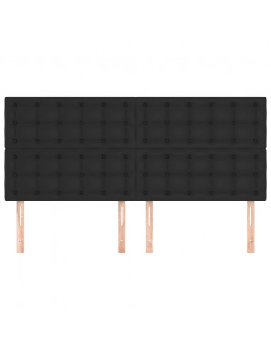 Testiera 4 pz Nero 90x5x78/88 cm in Similpelle