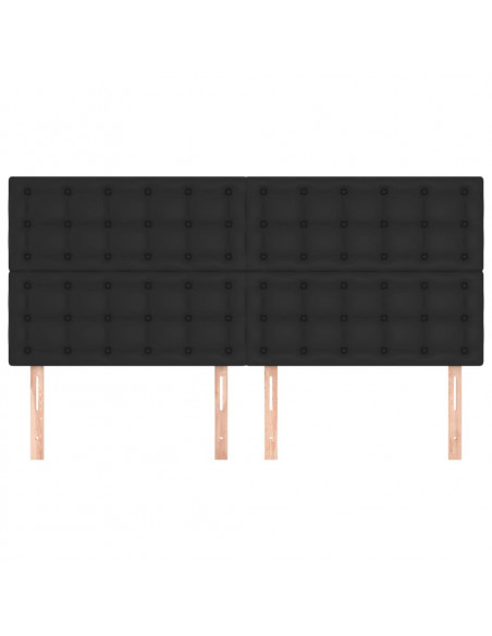 Testiera 4 pz Nero 90x5x78/88 cm in Similpelle
