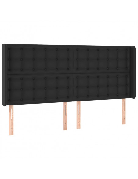 Testiera ad Orecchio Nera 183x16x118/128 cm in Similpelle
