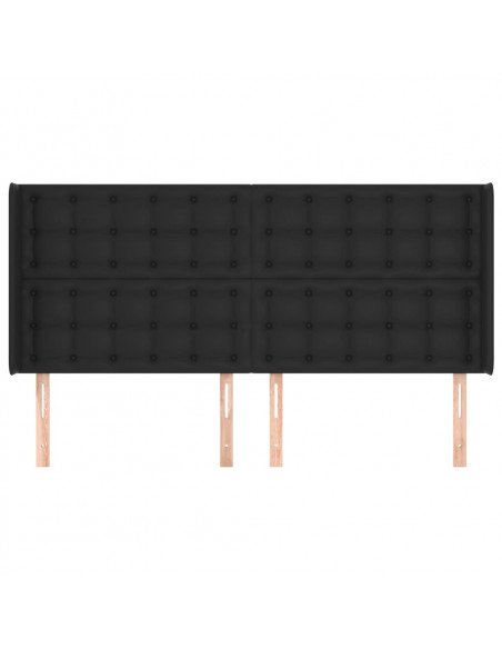 Testiera ad Orecchio Nera 183x16x118/128 cm in Similpelle