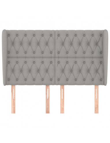 Testiera ad Orecchio Grigio Chiaro 163x23x118/128 cm in Tessuto