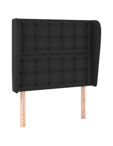 Testiera ad Orecchio Nera 93x23x118/128 cm in Similpelle