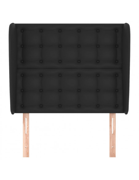 Testiera ad Orecchio Nera 93x23x118/128 cm in Similpelle