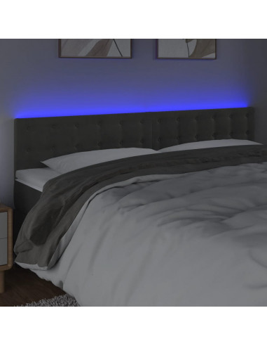 Testiera a LED Grigio Scuro 180x5x78/88 cm in Velluto