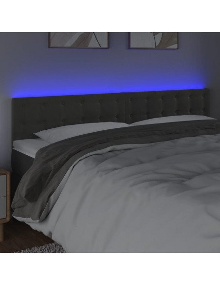 Testiera a LED Grigio Scuro 180x5x78/88 cm in Velluto