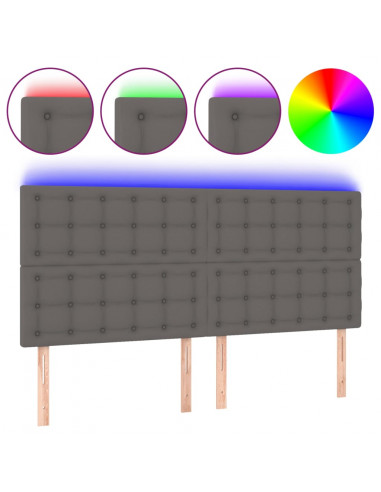 Testiera a LED Grigio 180x5x118/128cm in Similpelle