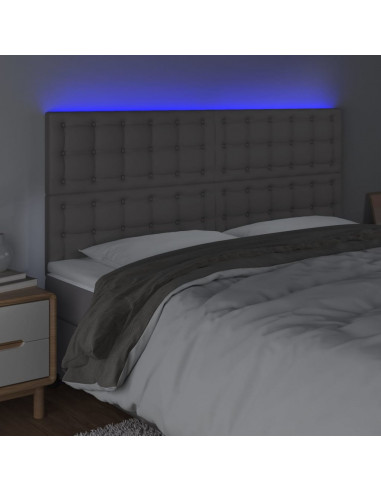 Testiera a LED Grigio 180x5x118/128cm in Similpelle