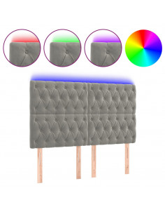 Testiera a LED Grigio Chiaro 160x7x118/128 cm in Velluto 2