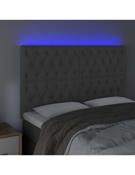 Testiera a LED GrigioScuro 160x7x118/128cm in Velluto