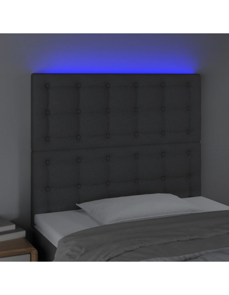 Testiera a LED Grigio Scuro 90x5x118/128 cm in Tessuto