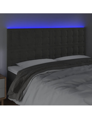 Testiera a LED GrigioScuro 180x5x118/128cm in Velluto