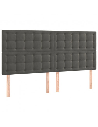 Testiera a LED GrigioScuro 180x5x118/128cm in Velluto