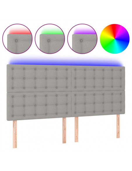 Testiera a LED Grigio Chiaro 180x5x118/128 cm in Tessuto