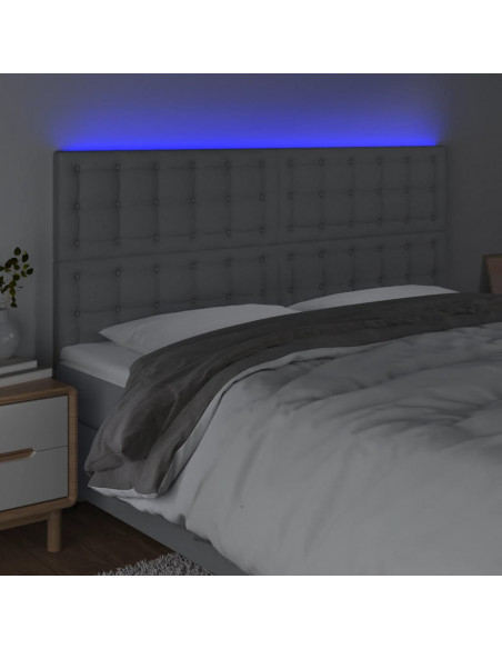 Testiera a LED Grigio Chiaro 180x5x118/128 cm in Tessuto
