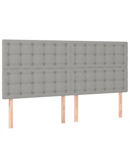Testiera a LED Grigio Chiaro 180x5x118/128 cm in Tessuto