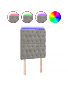 Testiera a LED Grigio Chiaro 80x7x118/128 cm in Velluto 2