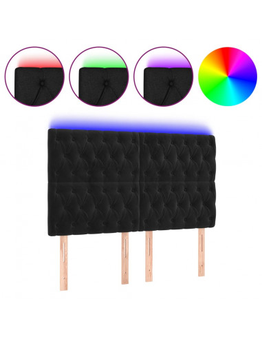 Testiera a LED Nera 160x7x118/128 cm in Velluto