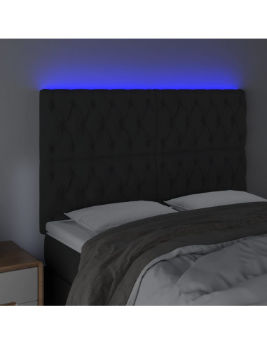 Testiera a LED Nera 160x7x118/128 cm in Velluto