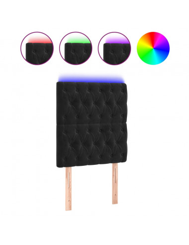 Testiera a LED Nera 80x7x118/128 cm in Velluto