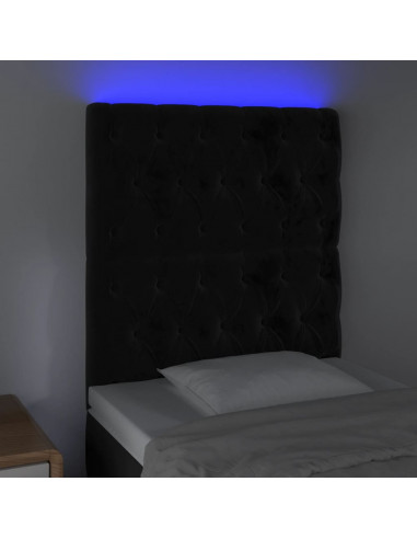 Testiera a LED Nera 80x7x118/128 cm in Velluto