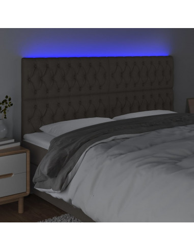 Testiera a LED tortora 200x7x118/128cm in Tessuto