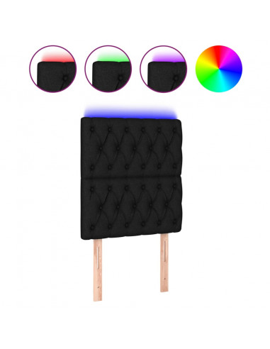 Testiera a LED nero 80x7x118/128cm in Tessuto