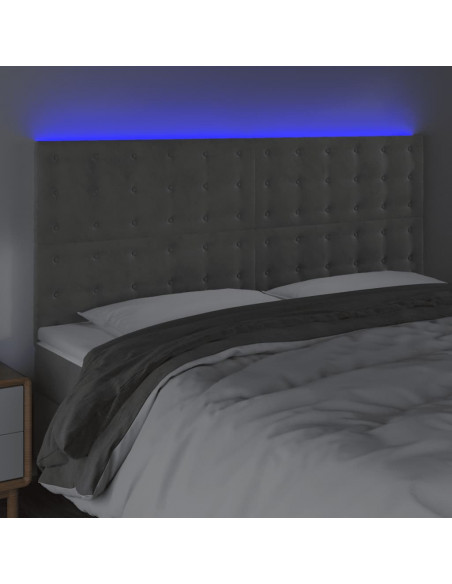 Testiera a LED Grigio Chiaro 180x5x118/128 cm in Velluto