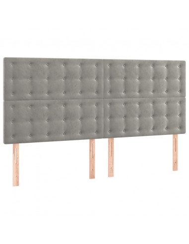 Testiera a LED Grigio Chiaro 180x5x118/128 cm in Velluto