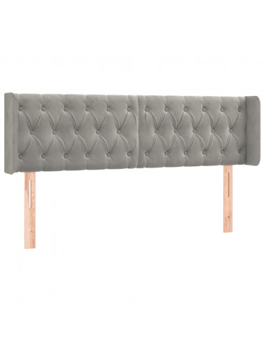 Testiera a LED Grigio Chiaro 163x16x78/88 cm in Velluto