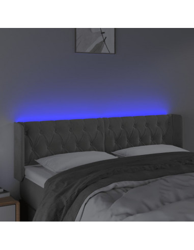 Testiera a LED Grigio Chiaro 163x16x78/88 cm in Velluto