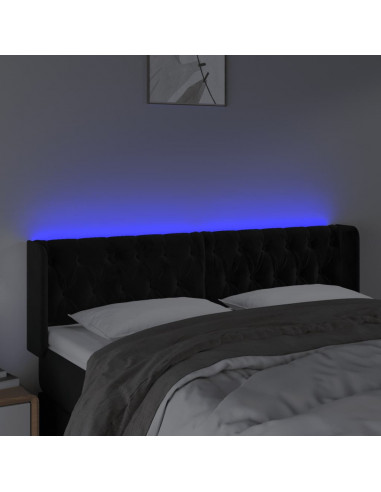 Testiera a LED Nera 163x16x78/88 cm in Velluto