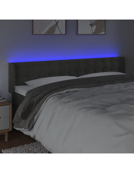 Testiera a LED Grigio Scuro 183x16x78/88 cm in Velluto
