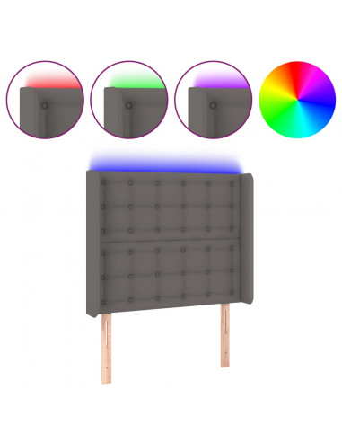 Testiera a LED Grigio 93x16x118/128 cm in Similpelle