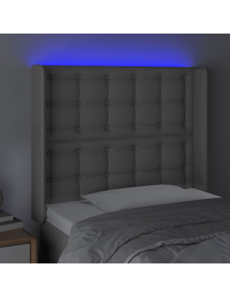 Testiera a LED Grigio 93x16x118/128 cm in Similpelle