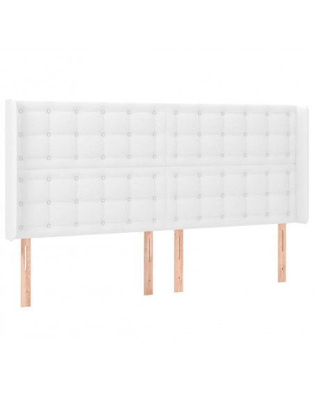 Testiera a LED Bianco 203x16x118/128 cm in Similpelle