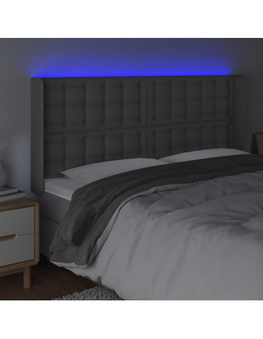 Testiera a LED Grigio 183x16x118/128 cm in Similpelle