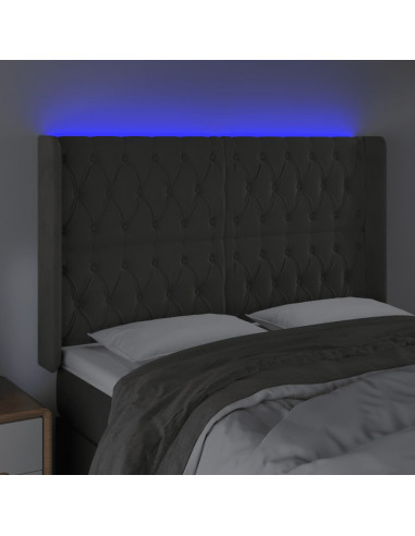 Testiera a LED Grigio Scuro 163x16x118/128cm in Velluto